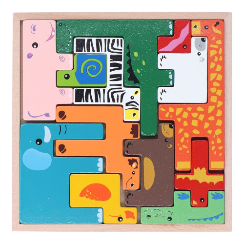 Building Block Animal Shape Wooden Educational 2
