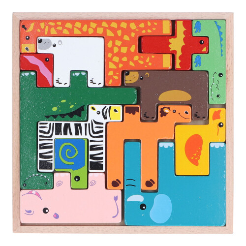 Building Block Animal Shape Wooden Educational