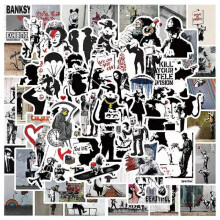 65pcs Banksy Graffiti Collection Thinking Monkey Girl with Balloon Stickers