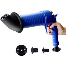 Toilet drain cleaner, drain cleaning tool air set with 4 different heads high pressure - Unclog drains easily.