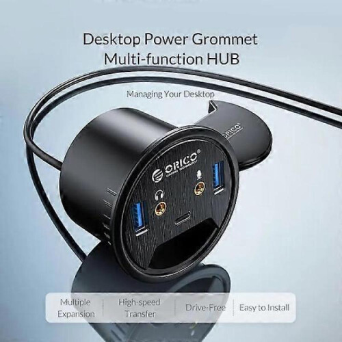 High Quality USB C HUB 3.0 Desk Desktop Grommet with Port Type Reader Mount Adapter Splitter 1