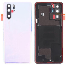 (Crystal)For Huawei P30 Pro Battery Housing with Adhesive Sticker+Camera Lens Cover - Pearl White