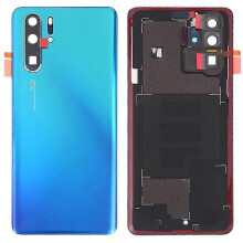 (Aurora Blue)For Huawei P30 Pro Battery Housing with Adhesive Sticker+Camera Lens Cover - Pearl White