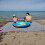 (A)Outdoor Picnic Blanket with PU Handle Waterproof Rectangular Square Foldable Beach Tote Mat for Camping Hiking 3