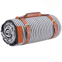 (B)Outdoor Picnic Blanket with PU Handle Waterproof Rectangular Square Foldable Beach Tote Mat for Camping Hiking