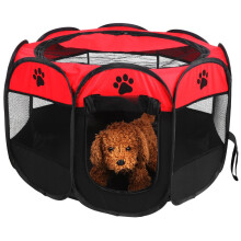 Pet Playpen Foldable Mesh Shade Cover for Dogs and Cats, Indoor Outdoor Safety Fence, Red 81 x 45cm