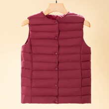 Warm Ultralight Women's Feather Padded Vest Sleeveless Down Jacket Wine Red