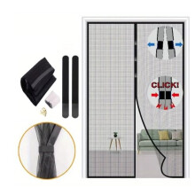 Fly Screen Balcony Door with Stronger Magnets, Adhesive Mounting, No Drilling, Black, Fits Sliding and Patio Doors