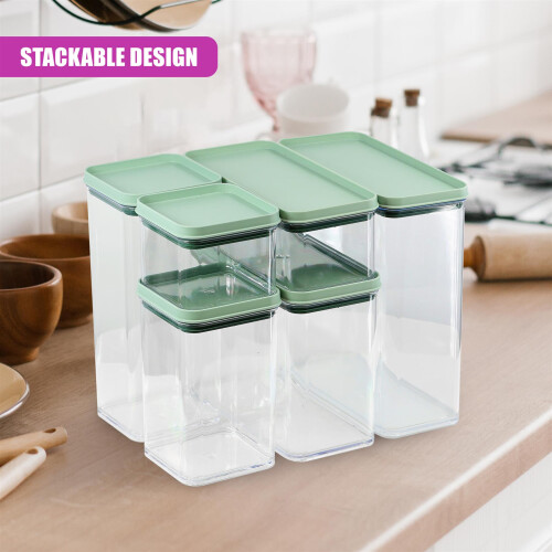 GEEZY GEEZY Food Storage Containers Set of 6 Stackable Kitchen Plastic containers with Lid 1