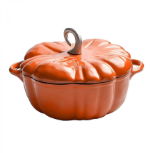 Pumpkin Cast Iron Casserole Dutch Oven for Baking, 3.9 Quarts