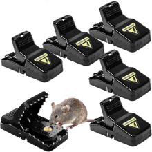 6 Reusable Rat Trap Clips, Efficient Hygienic Mouse Trap with Removable Bait Container, Indoor & Outdoor High Sensitivity