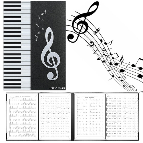 Music Folder for Sheet Music, Choir Folder for Vocal Notes, Document Holder 31.3 cm x 22.2 cm, Durable Storage Folder