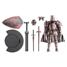 Medieval Knight Action Figure with 360-Degree Rotating Head, Flexible Collectible Decoration for Bed and Bookshelf, Red
