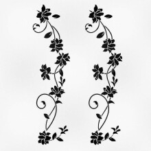 2pcs Black Self-Adhesive Wall Decals Set for Home Decor, Floral Patterns, Modern Design, Peel and Stick Vinyl Art