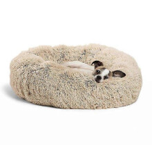 Round Donut Dog Bed, Washed Soft Fluffy Cat