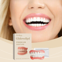 Premium Silicone Dentures for Glidewellpd Smileasego Full Mouth Replacement, Comfort Fit Adjustable Dental Prosthetics
