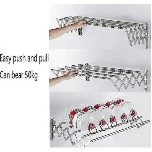 Towel Rack Clothes Drying Rack Extendable Wall Mounted Stainless Steel 5 Hanging Rails 2