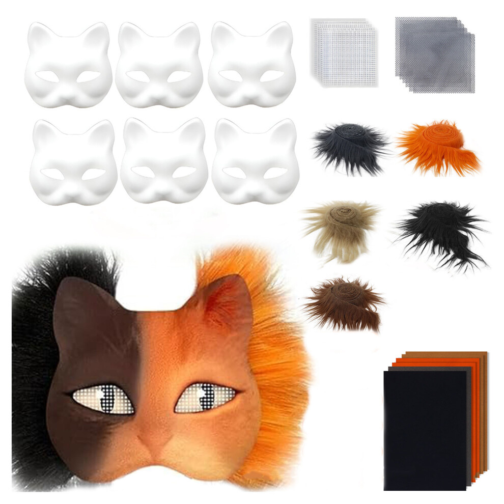 (A) Therian Cat Mask Kit Pre-Felted DIY Set With Eye Mesh Mask Set Cat-image-OPC-PJV5W86-NEW