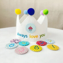 Adjustable Kids' Muslin Birthday Crown with 1-8 Number Buttons | Children's Party Hat for Celebration Decorations
