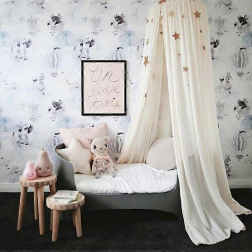 Children's Bed Canopy Round Dome Nursery Decorations Cotton Mosquito Net 1
