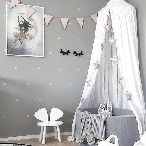 Children's Bed Canopy Round Dome Nursery Decorations Cotton Mosquito Net 2