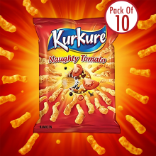 Kurkure Naughty Tomato – 100g  10 (Pack of 10 | Tangy Masala Crunchy Snack)