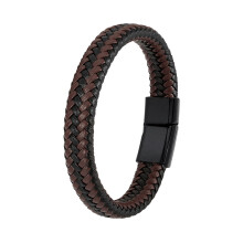 Armband Mann Lederarmband Herren Geflochtenes Lederarmband Edelstahl Magnetverschluss 19/21/23 cm Schwarz Braun Hochzeitstag Geschenke