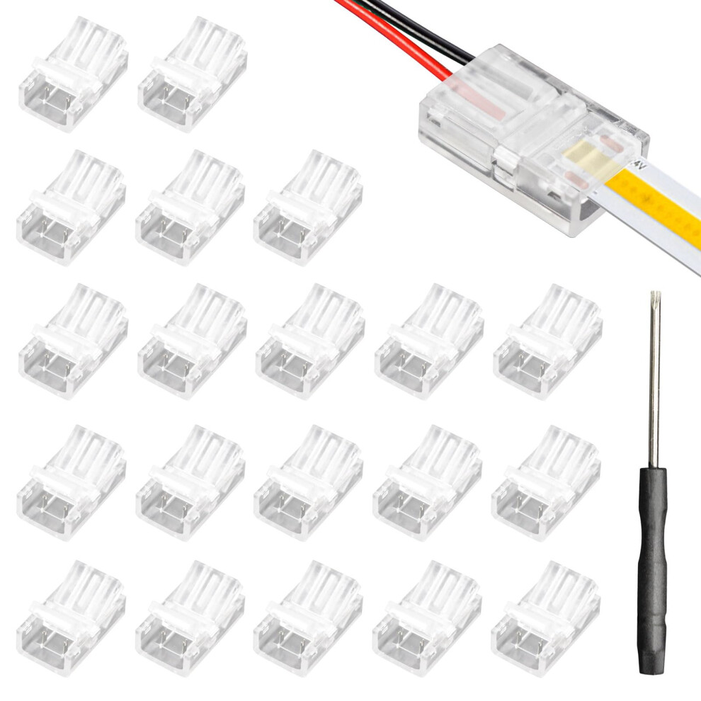 2 Pin 10Mm Led Strip Connector Extension Cable Solderless Adapter For Smd 5050/3528 With Screwdriver Pack Of 20 6482260804460