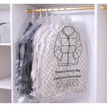 Pack of Hanging Vacuum Storage Bags, Clear Storage Bags for Clothes, Coats, Jackets (90 x 67 cm)