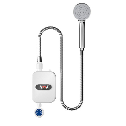 (white) Compact Tankless Water Heater Convenient Bathroom Heating Paired