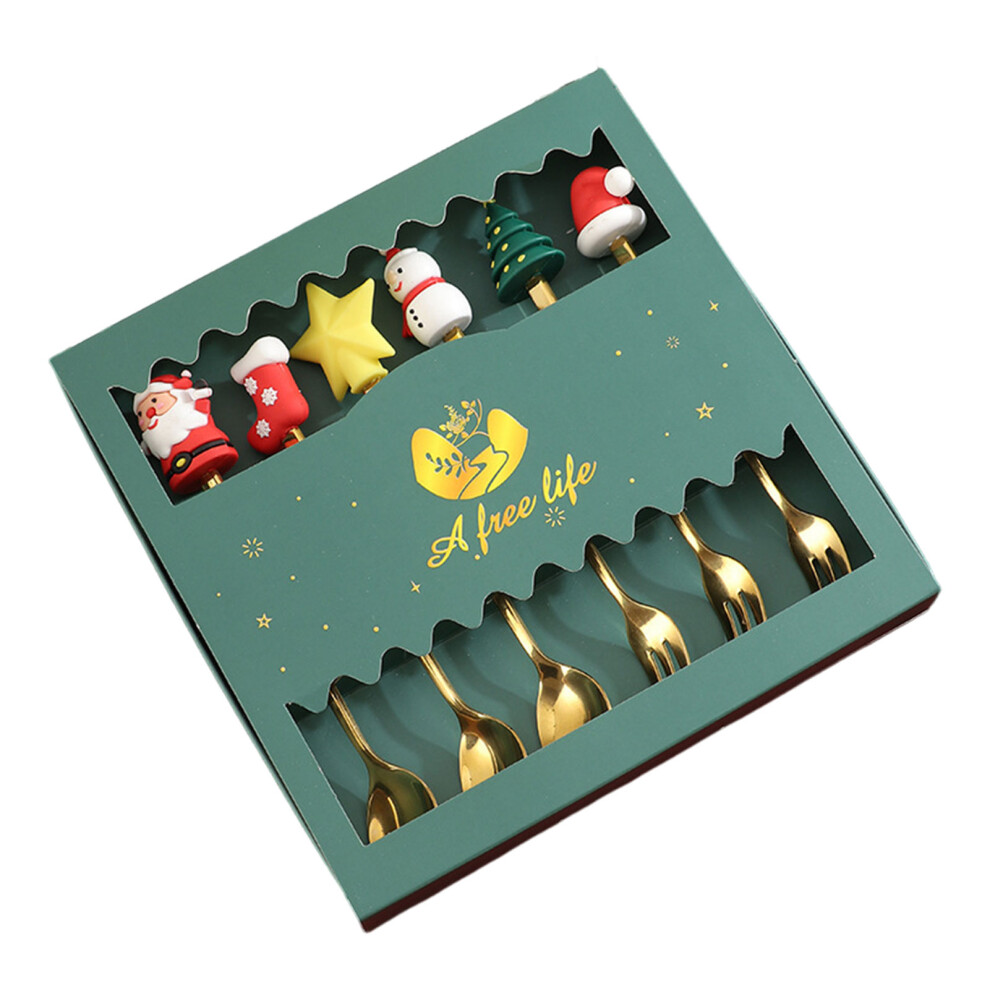 (D) 6pieces Christmas Gift Box With Pastry Forks Friends And Family-image-OPC-PJV67VD-NEW