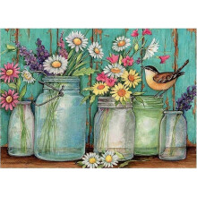 5D DIY Diamond Art Kit for Adults, Complete Daisy Flower Painting with Full Drill Rhinestones