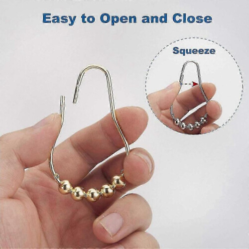Rustproof Metal Shower Curtain Hooks for Bathroom