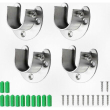 Sturdy Steel Rod Support Bracket, Set of 4 Metal Brackets with Fasteners, for Home Furniture 32mm
