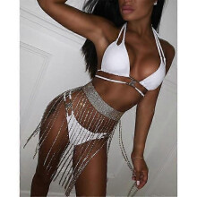 Victray Crystal Body Chain Skirt Rhinestone Waist Chains Nightclub Party Body Jewelry for Women and Girls Gold