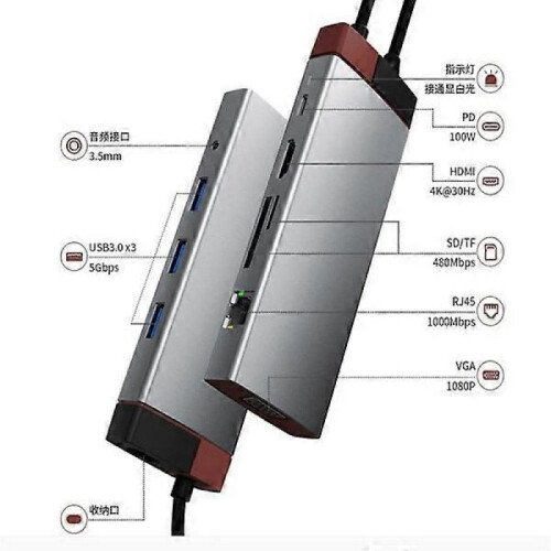 Type-c Docking Station USB Hub USB3.0/RJ45 Gigabit Docking Station (D As Shown) 2
