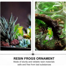 Miniature Garden Resin Frog Sitting Statue Decorative Figurine Cake Topper