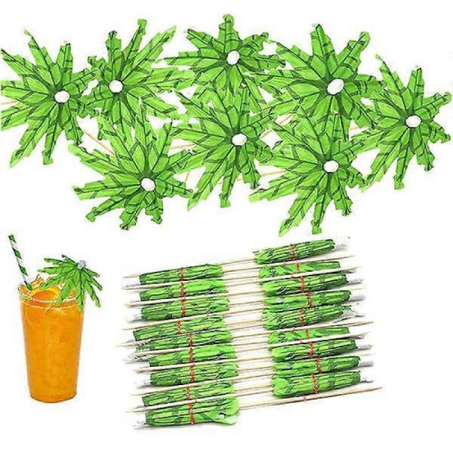 20 pcs tropical green coconut tree toothpicks paper umbrellas