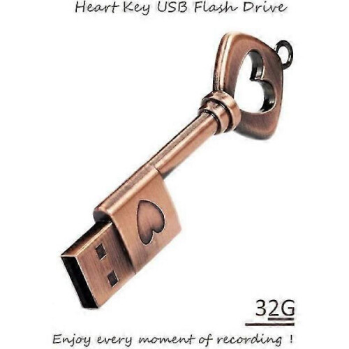 USB Flash Drive 32GB, Retro Metal Key Shape USB Memory Stick USB 2.0 Pen Drive 1