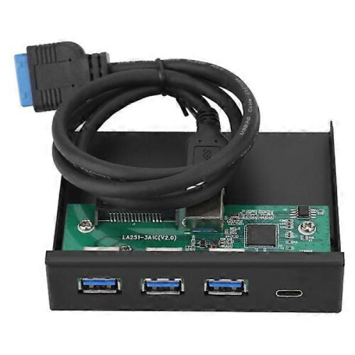 3-Port USB3.0 + 1 Port USB3.1 TypeE C Interface Alloy Expansion Card Panel Black 1