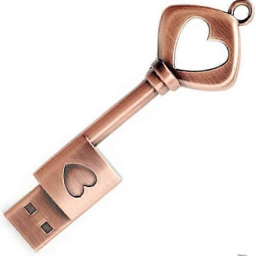 USB Flash Drive 32GB, Retro Metal Key Shape USB Memory Stick USB 2.0 Pen Drive