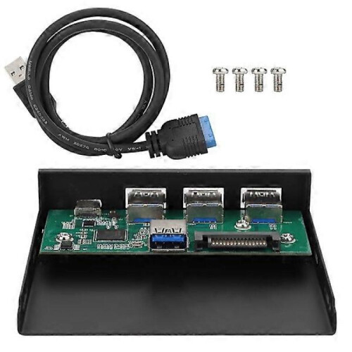 3-Port USB3.0 + 1 Port USB3.1 TypeE C Interface Alloy Expansion Card Panel Black