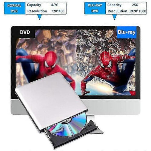 External Blu Ray Dvd Drive 3d, USB 3.0 and Type-c Bluray Cd Dvd Reader Slim Optical Portab 2