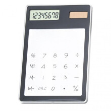 Solar Powered Calculator Touch Screen 8-Digit LCD Display Portable Transparent Calculator for Office School Home Black