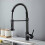 Kitchen Faucet Matte Black Kitchen Faucet with Black Pull Out Spray 5