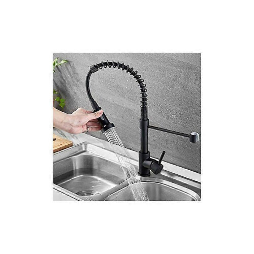Kitchen Faucet Matte Black Kitchen Faucet with Black Pull Out Spray 1