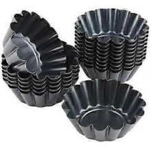 16 pcs Egg Tart Molds Set of 16 Mini Tart Molds in Carbon Steel Cake Mold Pastry Tools