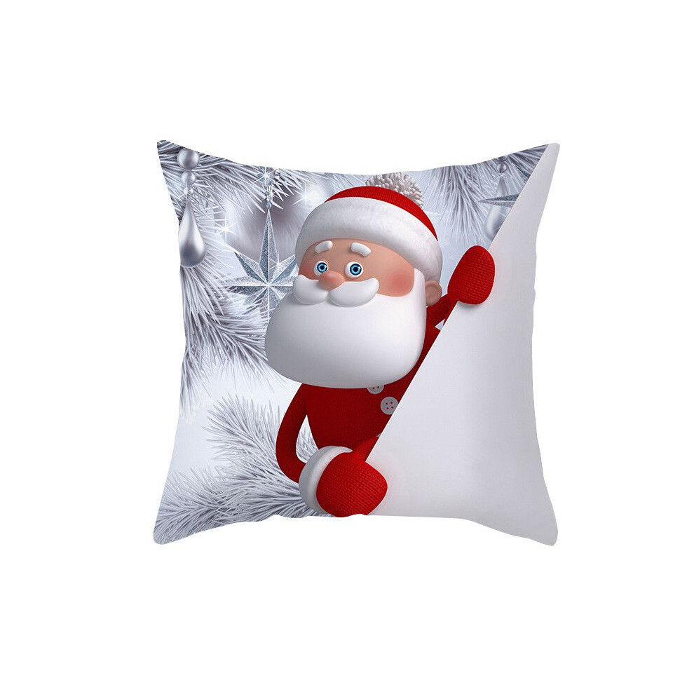 (Santa Right) Cushion 18"christmas Cover Snowman Santa Claus Cute Xmas Sofa Case Decor Pillow