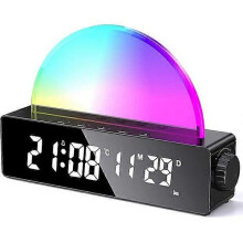 Alarm clock with light, digital clock, analog sunrise wake-up, multip