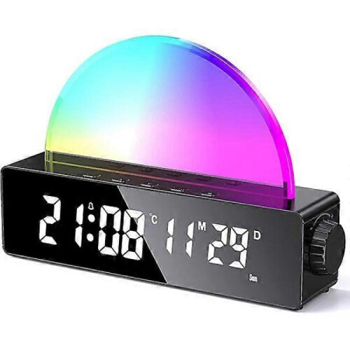 Alarm clock with light, digital clock, analog sunrise wake-up, multip